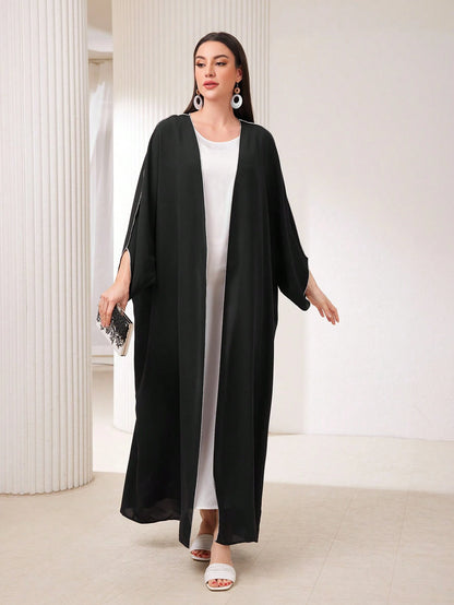 SHEIN Najma Women'S Color Block Contrast Stitch Arabian Modest Arabian Abaya