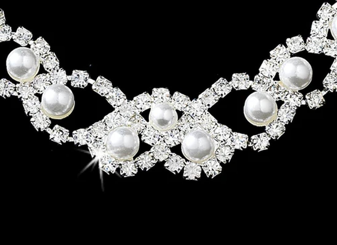 Bridal Wedding Jewelry Set Elegant Pearl & Rhinestone