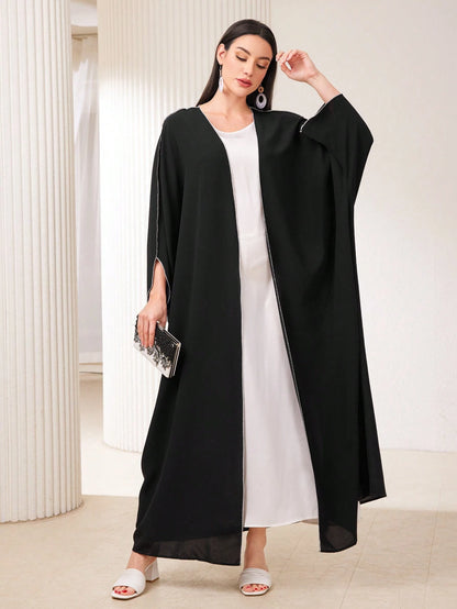 SHEIN Najma Women'S Color Block Contrast Stitch Arabian Modest Arabian Abaya