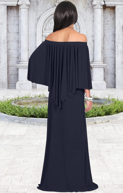 Womens Strapless Shoulderless Flattering Cocktail Gown Maxi Dress