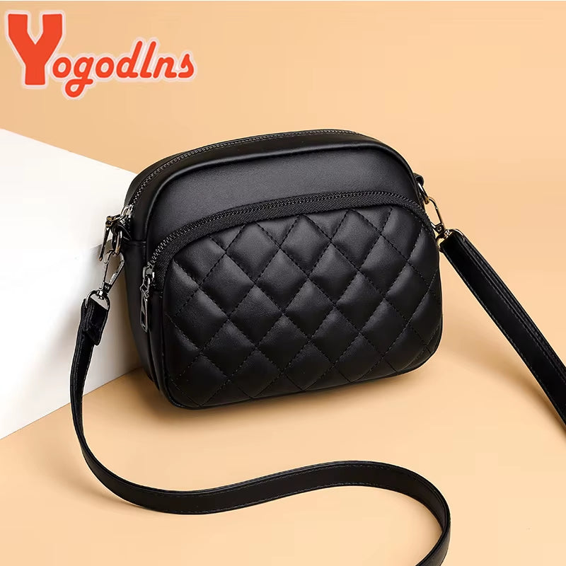 Diamond Lattice Shoulder Bag PU Leather Crossbody Bag Brands Messenger Handbag and Purse Shopping Cellphone Bag Sac