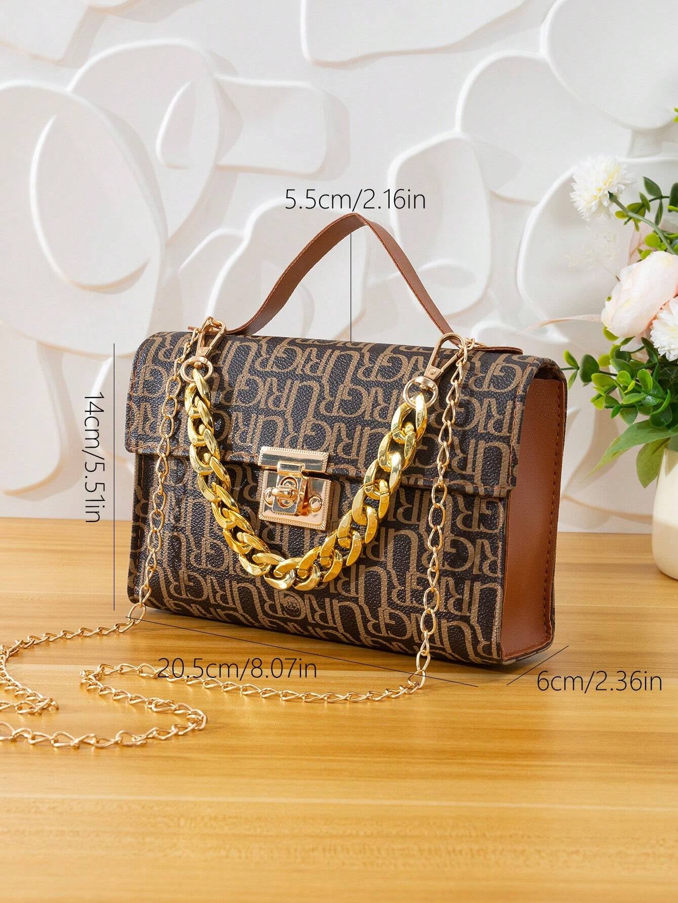 Quilted Square Bag Chain Decor Satchel Bag for Women Quilted Crossbody Bag Fashionable Chain Clutch Bag Shoulder Bag Square Bag Satchel Bag