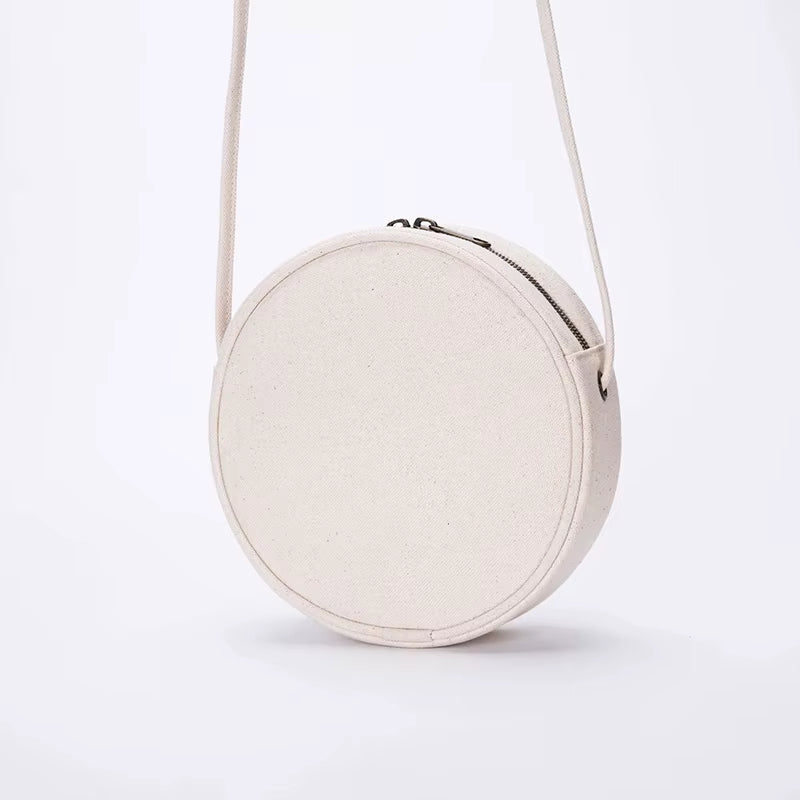 Female Bag Small Fresh Art Harajuku Korean Messenger Bag Shoulder Bag Canvas Bag Small round Bag