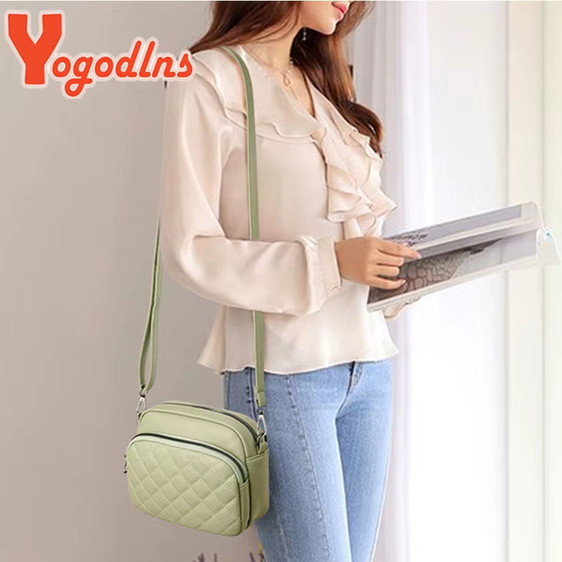 Diamond Lattice Shoulder Bag PU Leather Crossbody Bag Brands Messenger Handbag and Purse Shopping Cellphone Bag Sac