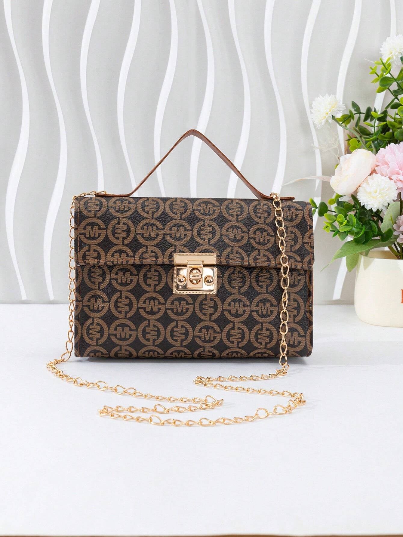 Quilted Square Bag Chain Decor Satchel Bag for Women Quilted Crossbody Bag Fashionable Chain Clutch Bag Shoulder Bag Square Bag Satchel Bag