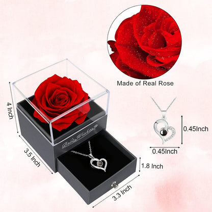 Valentine'S Gifts for Women Mom Girlfriend Forever-Rose Flowers with Necklace