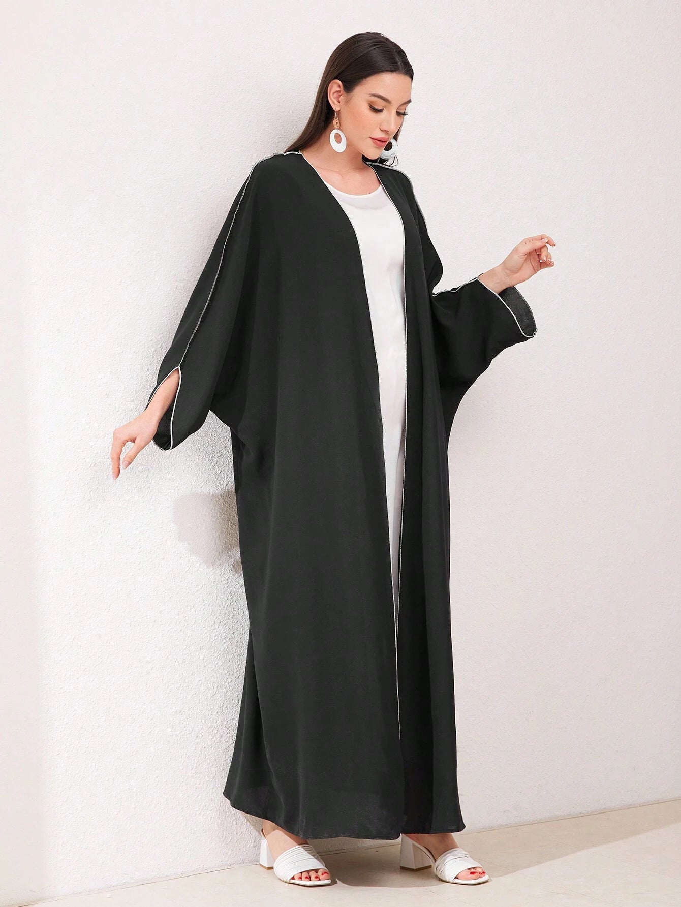 SHEIN Najma Women'S Color Block Contrast Stitch Arabian Modest Arabian Abaya