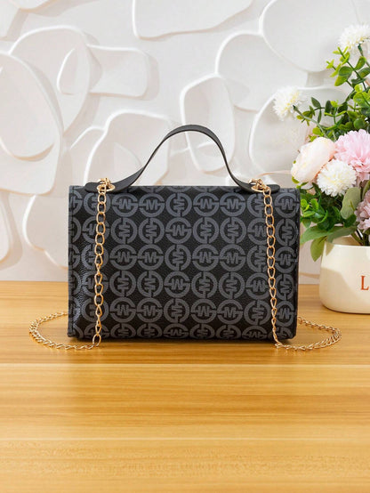 Quilted Square Bag Chain Decor Satchel Bag for Women Quilted Crossbody Bag Fashionable Chain Clutch Bag Shoulder Bag Square Bag Satchel Bag