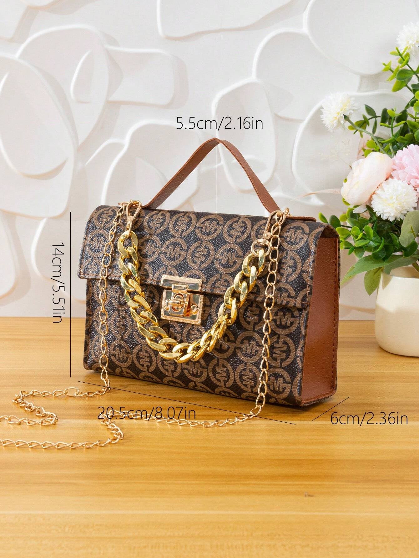 Quilted Square Bag Chain Decor Satchel Bag for Women Quilted Crossbody Bag Fashionable Chain Clutch Bag Shoulder Bag Square Bag Satchel Bag