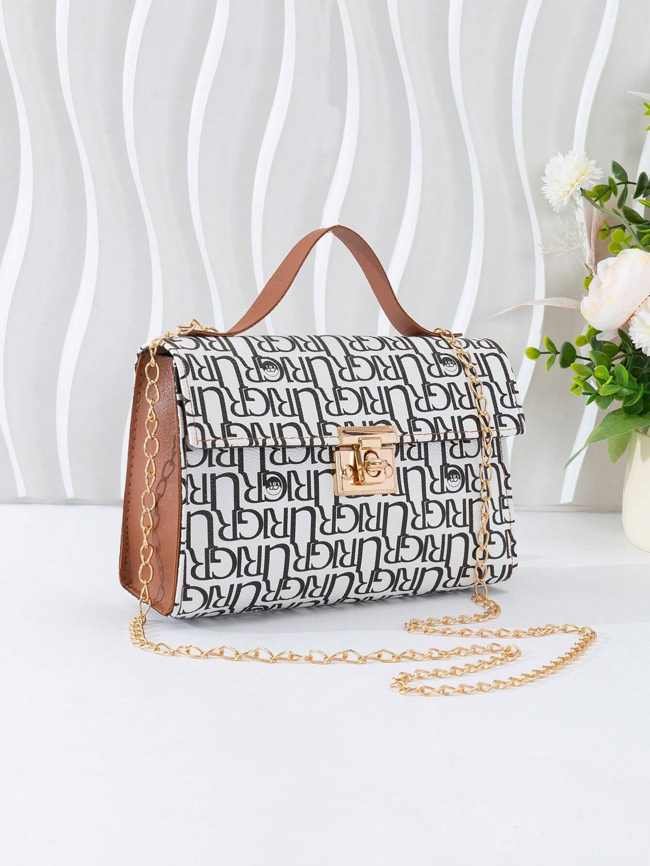 Quilted Square Bag Chain Decor Satchel Bag for Women Quilted Crossbody Bag Fashionable Chain Clutch Bag Shoulder Bag Square Bag Satchel Bag