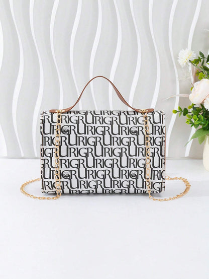 Quilted Square Bag Chain Decor Satchel Bag for Women Quilted Crossbody Bag Fashionable Chain Clutch Bag Shoulder Bag Square Bag Satchel Bag