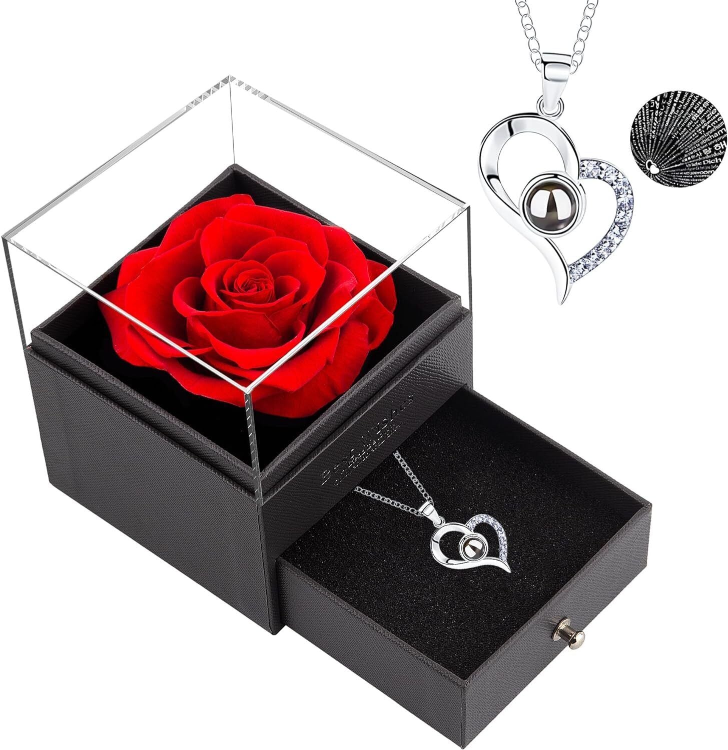 Valentine'S Gifts for Women Mom Girlfriend Forever-Rose Flowers with Necklace