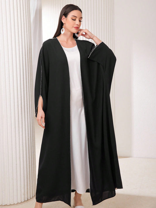 SHEIN Najma Women'S Color Block Contrast Stitch Arabian Modest Arabian Abaya