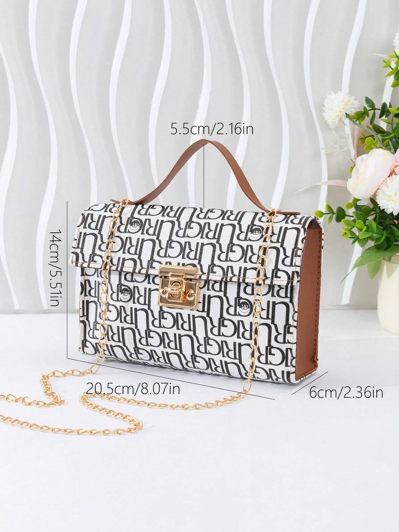 Quilted Square Bag Chain Decor Satchel Bag for Women Quilted Crossbody Bag Fashionable Chain Clutch Bag Shoulder Bag Square Bag Satchel Bag