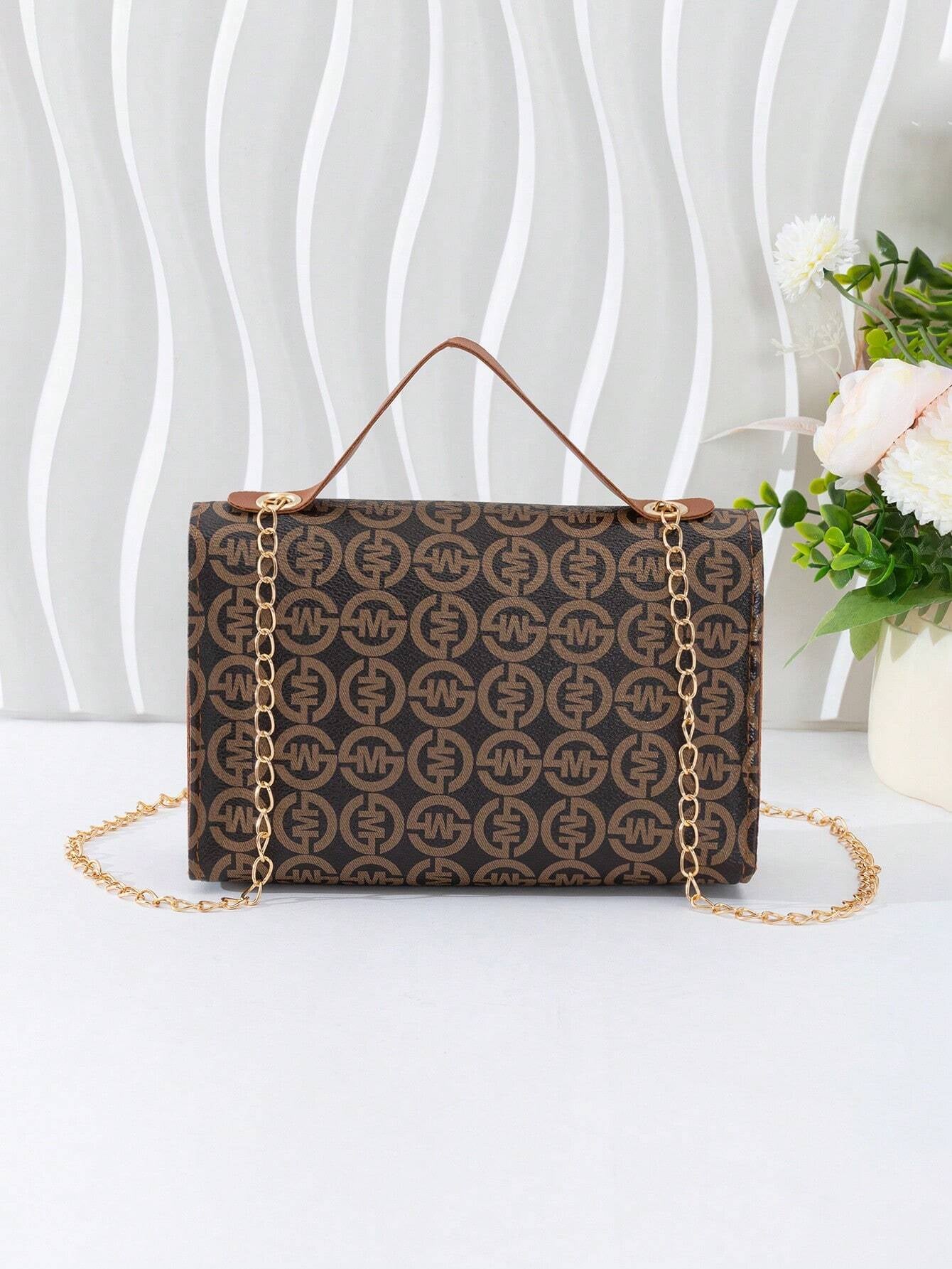 Quilted Square Bag Chain Decor Satchel Bag for Women Quilted Crossbody Bag Fashionable Chain Clutch Bag Shoulder Bag Square Bag Satchel Bag