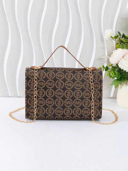 Quilted Square Bag Chain Decor Satchel Bag for Women Quilted Crossbody Bag Fashionable Chain Clutch Bag Shoulder Bag Square Bag Satchel Bag