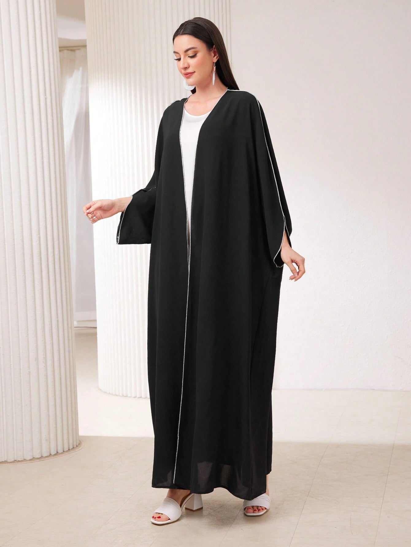 SHEIN Najma Women'S Color Block Contrast Stitch Arabian Modest Arabian Abaya