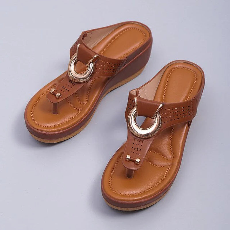 Low-Wedge Women Orthopedic Sandals Casual Flat Shoes Flip Flops Ladies Anti-Slip