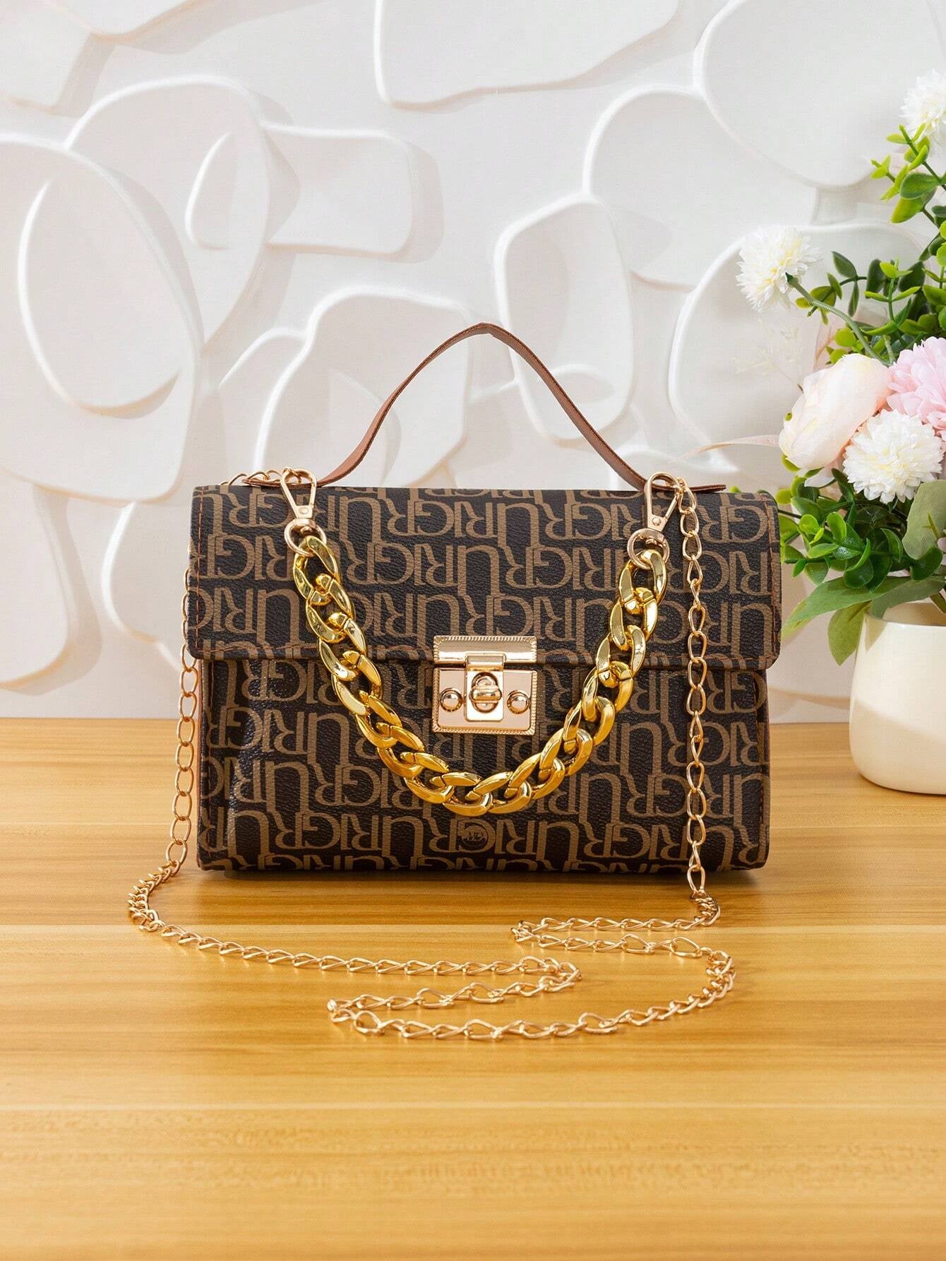 Quilted Square Bag Chain Decor Satchel Bag for Women Quilted Crossbody Bag Fashionable Chain Clutch Bag Shoulder Bag Square Bag Satchel Bag