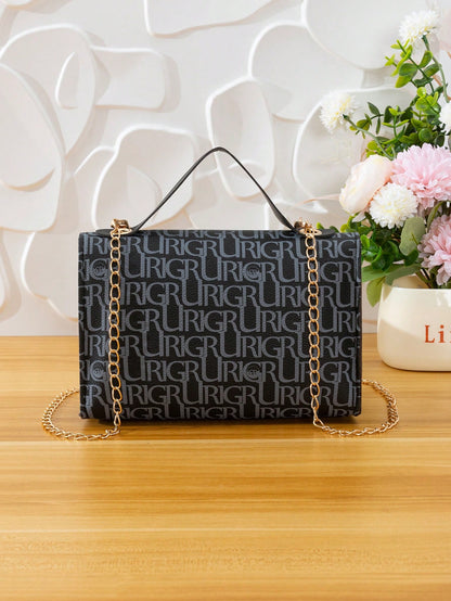 Quilted Square Bag Chain Decor Satchel Bag for Women Quilted Crossbody Bag Fashionable Chain Clutch Bag Shoulder Bag Square Bag Satchel Bag