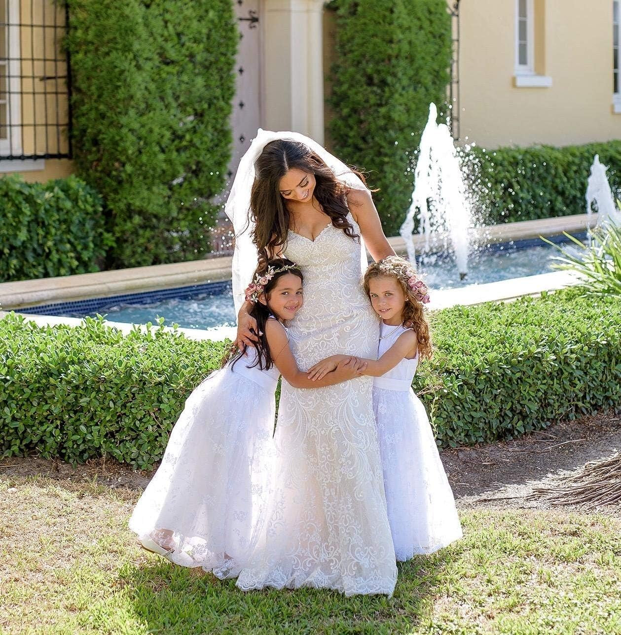 A Line Wedding Pageant Lace Flower Girl Dress with Belt 2-12 Year Old