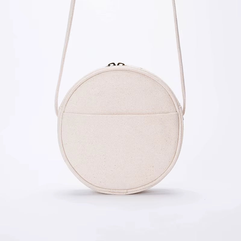 Female Bag Small Fresh Art Harajuku Korean Messenger Bag Shoulder Bag Canvas Bag Small round Bag